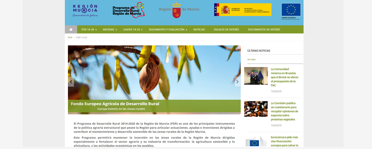 Murcia estrena nueva web del Programa de Desarrollo Rural